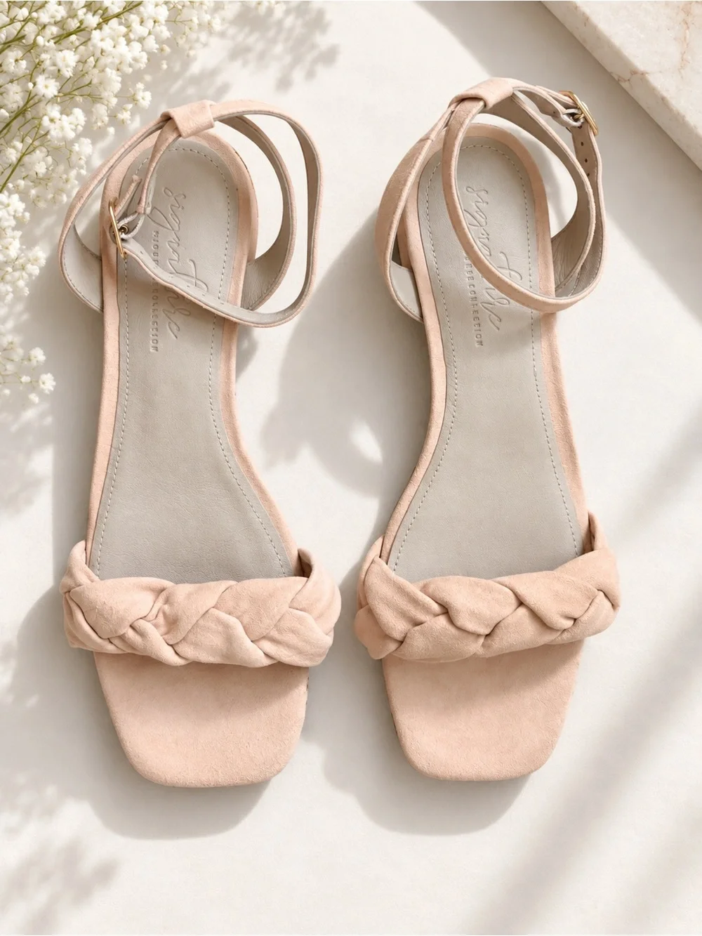 New real suede pink blush sandals